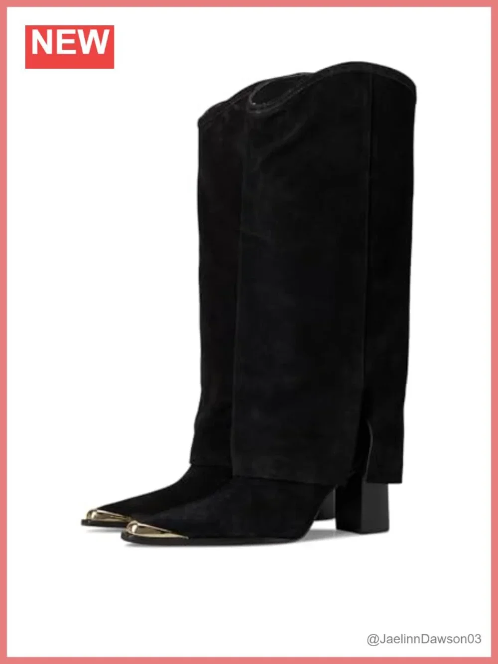 Suede Over-the-Knee Boots Pointed Toe Block Heel Pull-On
